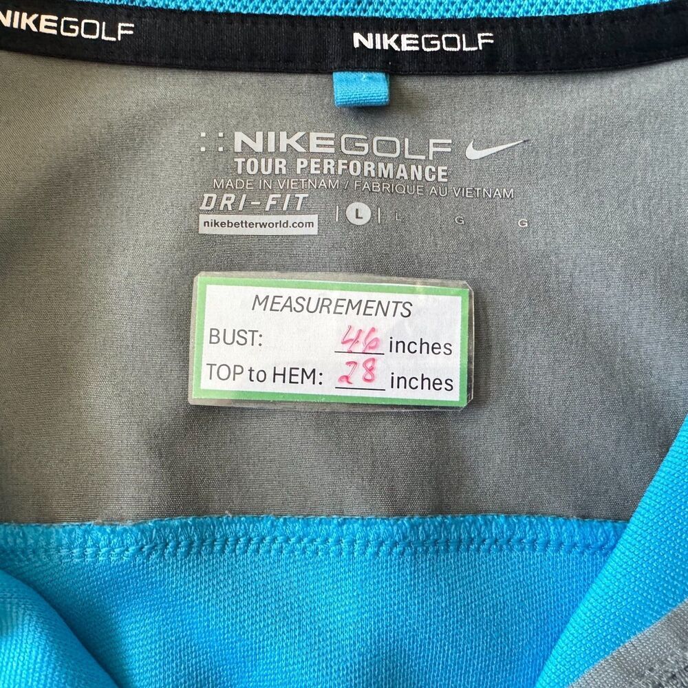 Nike Golf Dri-Fit Tour Performance Men Top Sz L 1/4 Zip Pullover Light Blue Gray