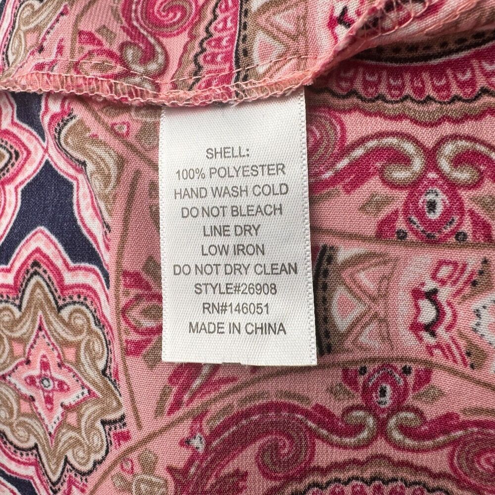 Monteau Ladies Blouse Sz L Navy Pink Patterned Halter Neck Sleeveless