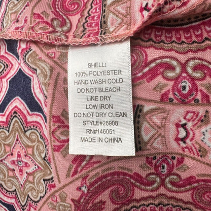 Monteau Ladies Blouse Sz L Navy Pink Patterned Halter Neck Sleeveless