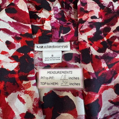 Liz Claiborne Women Blouse Sz S Sheer Multicolor Pleated Sleeveless Split Seams