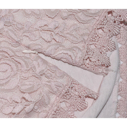 Forever 21 Top Sz M Dusty Pink Lace Blouse Boat Neck Long Sleeve