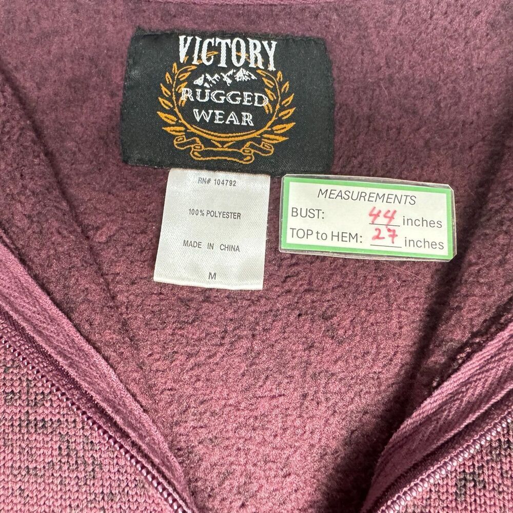 Victory Rugged Wear Men Sz M Pullover Knit Sweater Fleece 1/4 Zip Long Sleeve