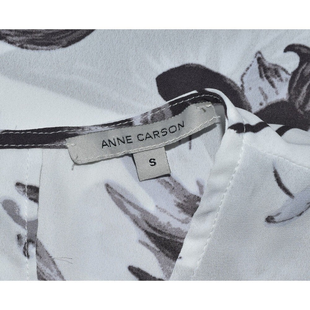 Anne Carson Woman's White top and brown flowers Sleeveless Size S