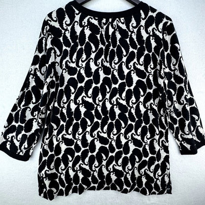 Talbots Lightweight Black and White 3/4 Sleeve Tunic Top - Medium