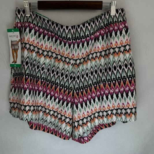 Wildfox Women Relaxed Fit Pull-On Shorts Sz XL Orange Multicolor Pockets