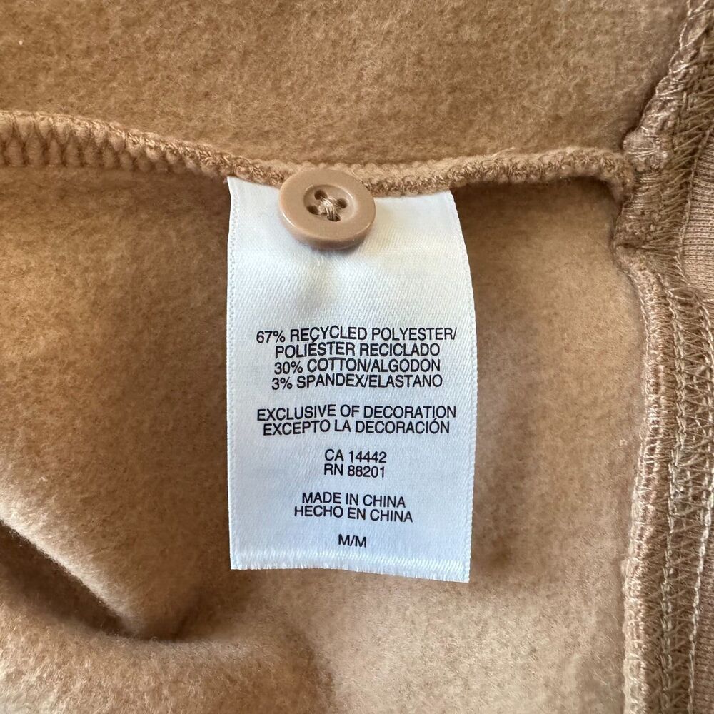 Mondetta Ladies Sz M Beige Pullover Collared Long Sleeve Fleece