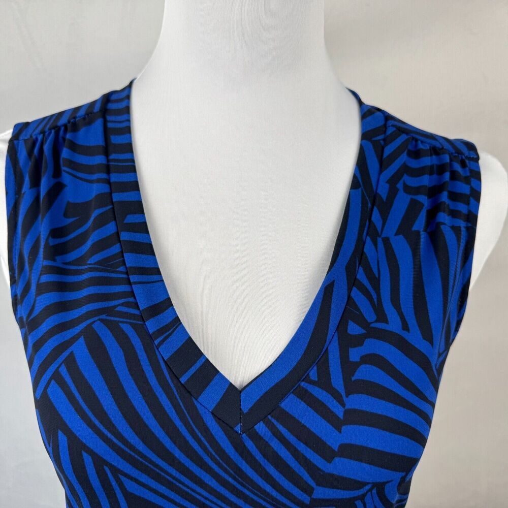 Banana Republic Women Top Sz XS Black Blue Sleeveless Stretch V-Neck
