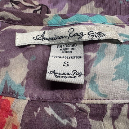 American Rag Cie Blouse Sz S Button Front Multicolor Floral Pintuck Scoop