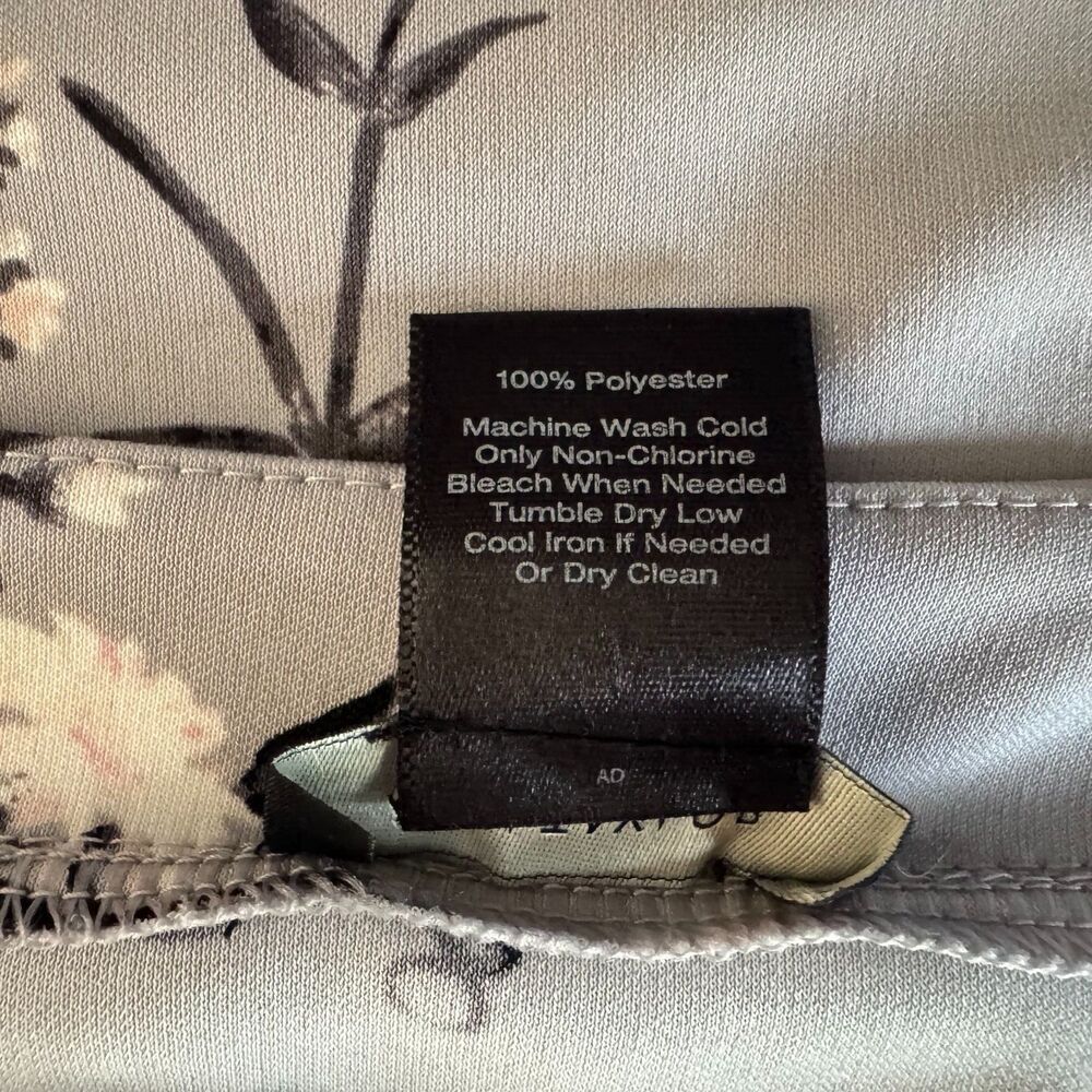 Ann Taylor Blouse Sz S Gray Floral Flutter Elbow Length Sleeve Split Neckline