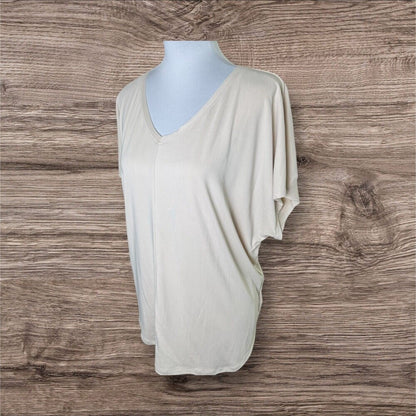 32 Degrees Cool Top Sz L NWT Tan Soft Luxe Short Sleeve V-Neck