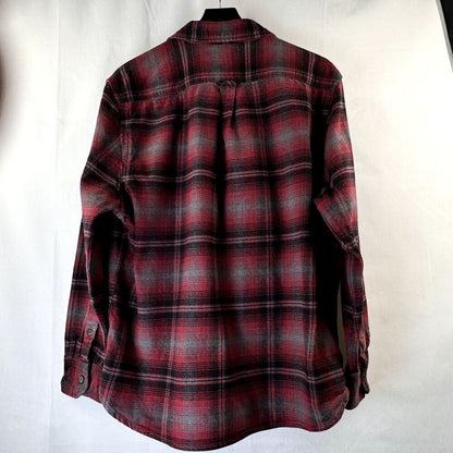 Jachs Shirt Men XL Heritage Flannel Plaid Red Black Gray Pockets Button Up