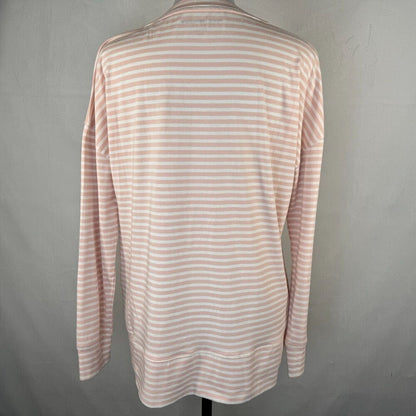 Tommy Hilfiger Sport Sz S Long Sleeve Boat Neck Banded Waistline Pink Stripe