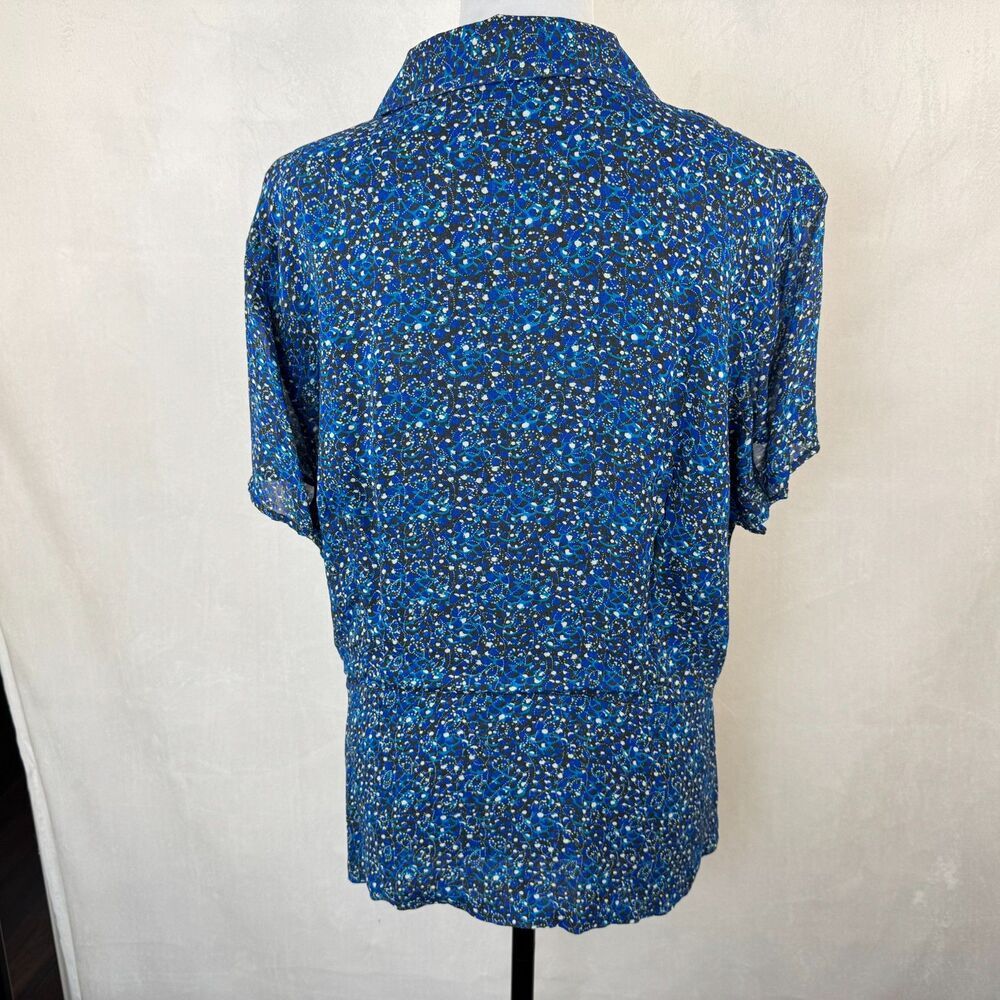 Style&Co Woman Blouse Sz 20W Floral Peplum Pleated Short Sleeve Button Up Lined