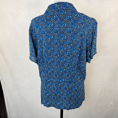 Style&Co Woman Blouse Sz 20W Floral Peplum Pleated Short Sleeve Button Up Lined