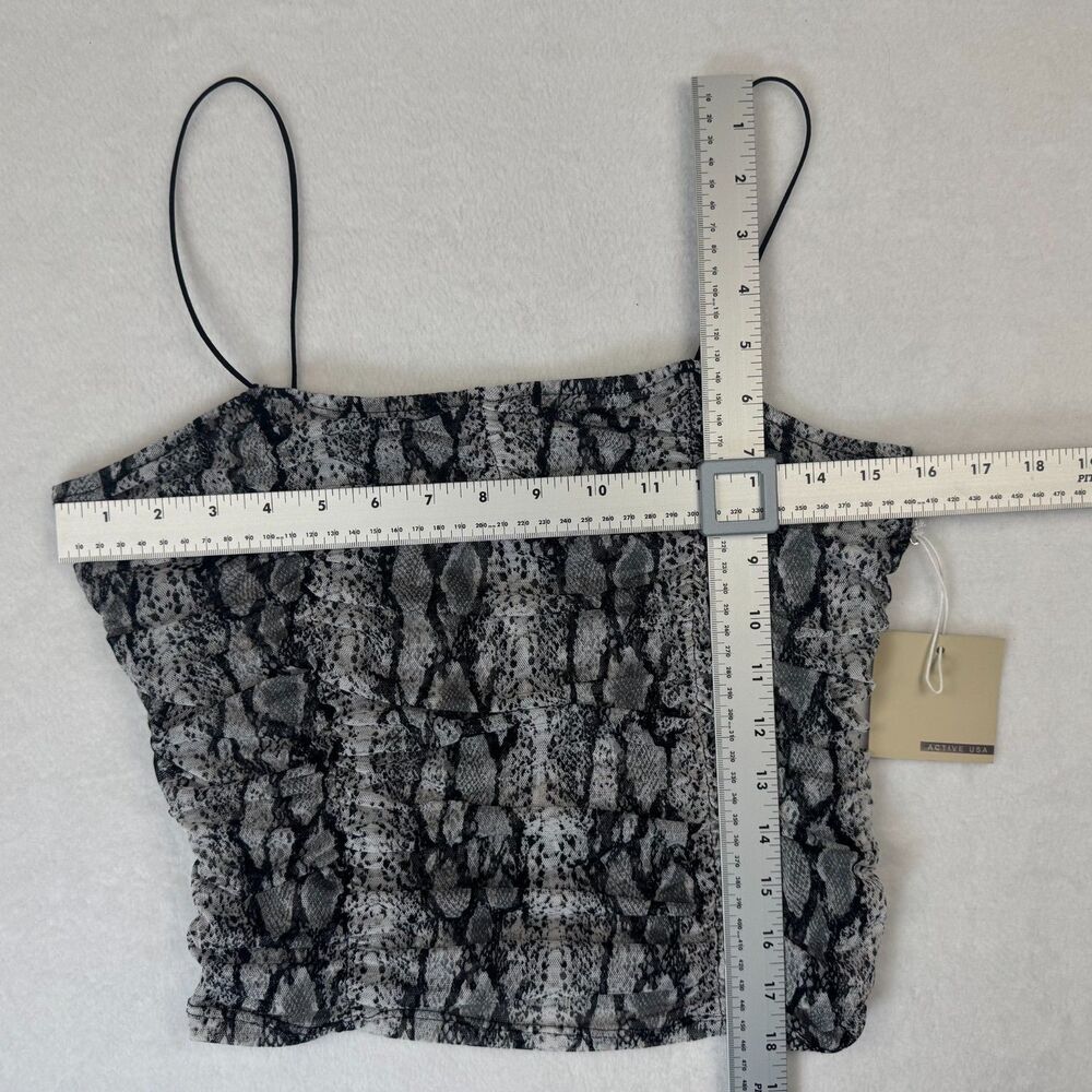 Active USA Crop Top Sz L NWT Mesh Snake Print Spaghetti Straps Elastic Stretch
