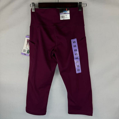 32 Degrees Cool Women Sz XS Soft Active Capri Legging Pants Plum Caspia