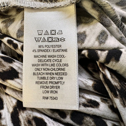 Blusa Tahari sin mangas, talla S, estampado animal, cuello en V, con lazo al frente