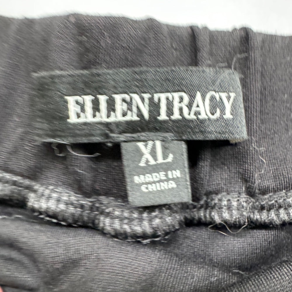 Ellen Tracy Women Dress Pant Sz XL Black Faux pocket pleated side legs