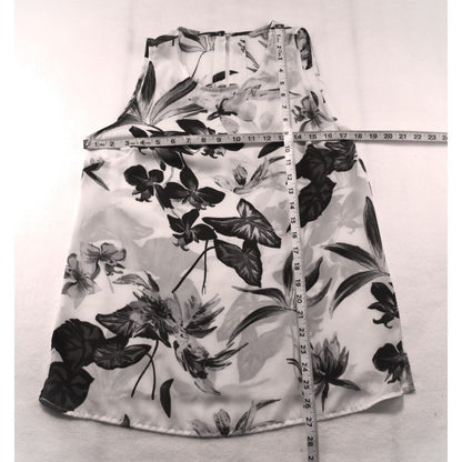 Anne Carson Woman's White top and brown flowers Sleeveless Size S