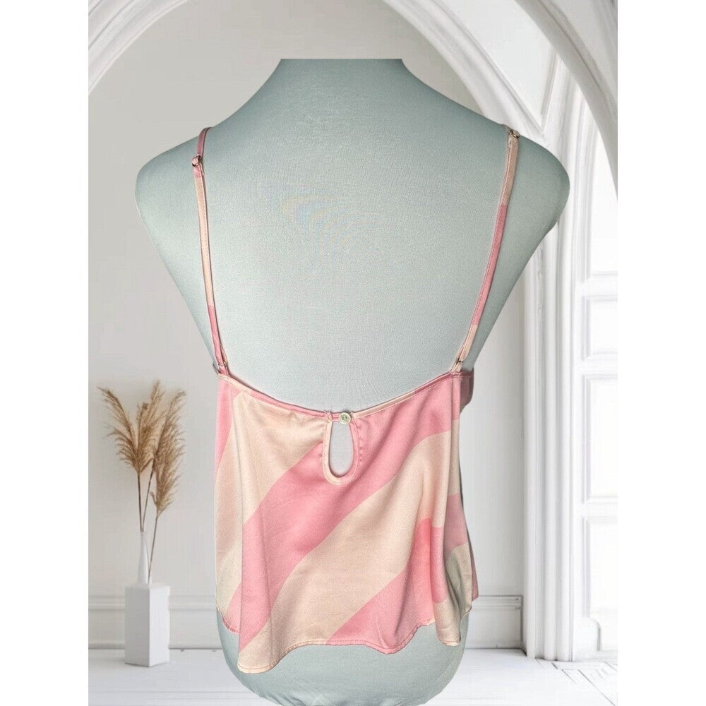 Victoria’s Secret Sz M Pink Stripe Camisole Satin Cropped