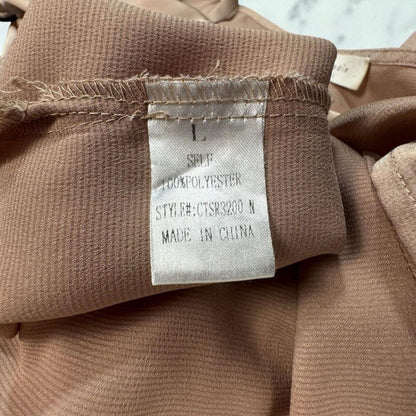 Elodie Women Camisole Sz L Satin Brown Spaghetti Straps Cold Shoulder 3/4 sleeve