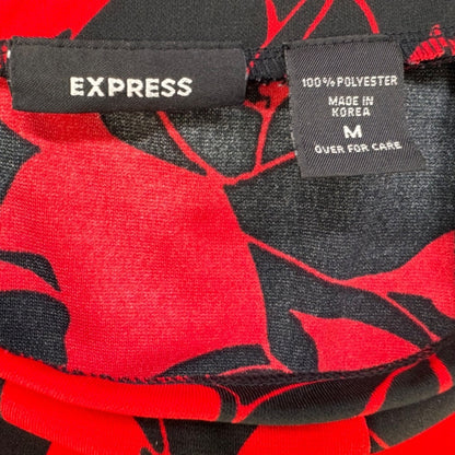 Falda Express línea A, talla M, corte acampanado y fluido, negro y rojo, cintura elástica