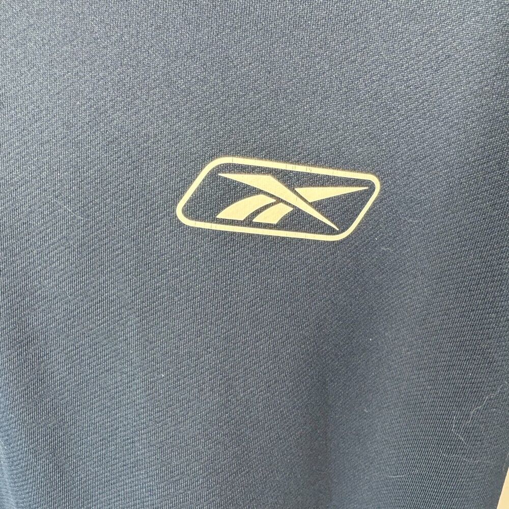 Reebok Play Dry Golf Polo Men Sz L Navy and White Short Sleeve Collared