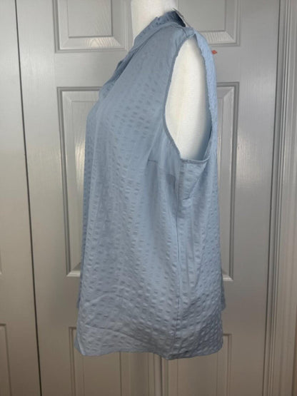 NWT Modern Ambition Blue Sleeveless Textured Blouse XXL B2254