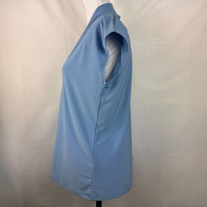 Buffalo David Bitton Blouse Sz S Light blue V-Neck Short Sleeve stand up collar