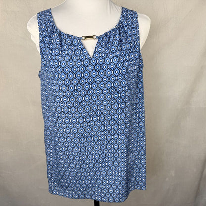 Dana Buchman Sz S Satin Top Round Neck Gold Tone Hardware Sleeveless Zipper