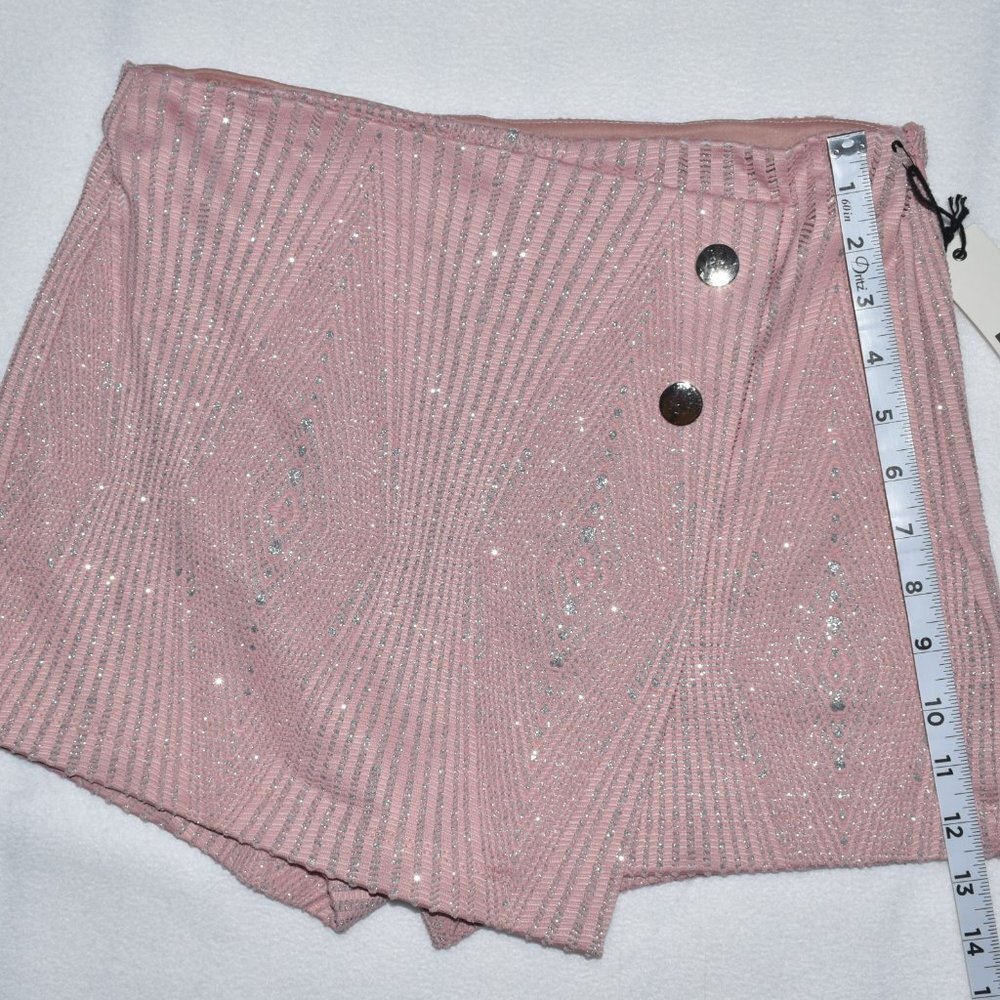 Haute Monde Skort Women Sz Medium Side Zip Dusty Pink Silver Metallic Thread