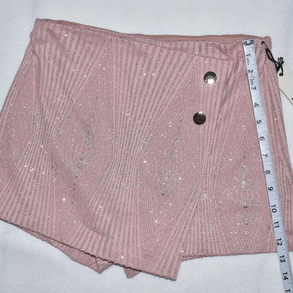 Haute Monde Skort Women Sz Medium Side Zip Dusty Pink Silver Metallic Thread