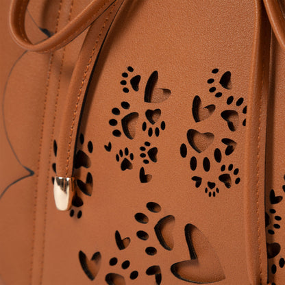 GreaterGood Bow & Hearts Paw Print Faux Leather Handbag