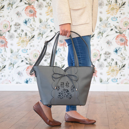 GreaterGood Bow & Hearts Paw Print Faux Leather Handbag