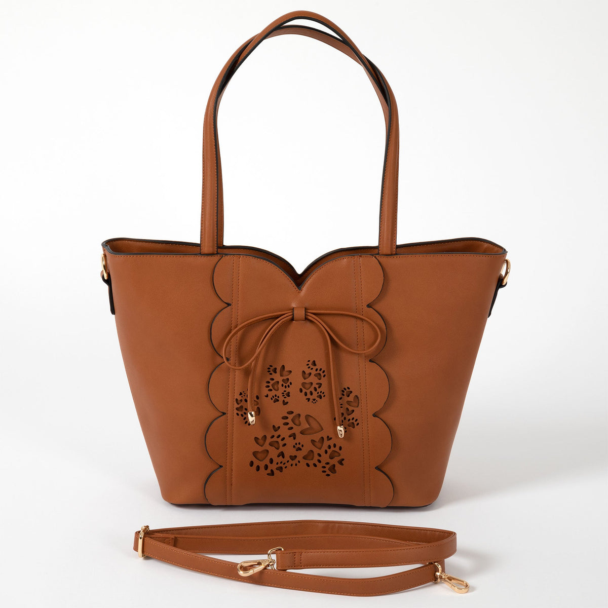 GreaterGood Bow & Hearts Paw Print Faux Leather Handbag