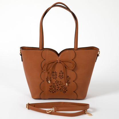 GreaterGood Bow & Hearts Paw Print Faux Leather Handbag