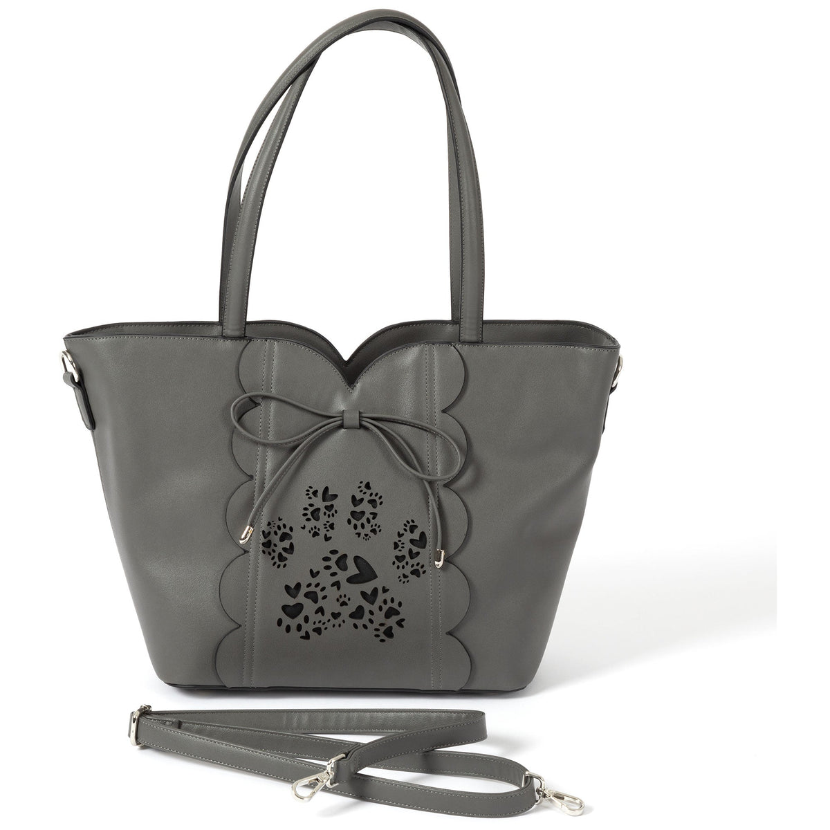 GreaterGood Bow & Hearts Paw Print Faux Leather Handbag