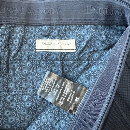English Laundry Men Sz 38 Flat Front Textured Blue Short With Flex Waistband