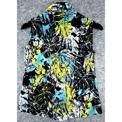 Style & Co Women Crinkle Top Blouse Sheer Collar Button Down Ruffle Size 4P