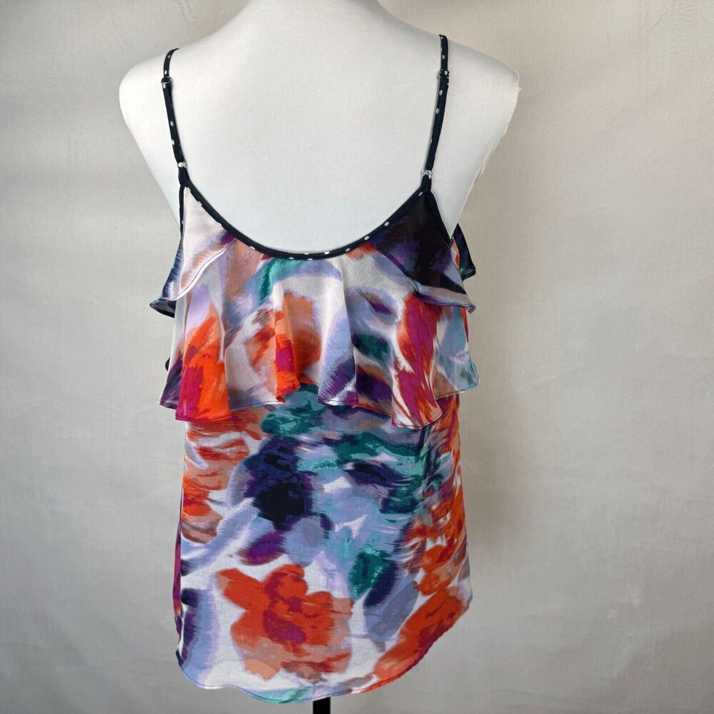 Calvin Klein Top Sz S  Multicolor Sleeveless Spaghetti Strap Ruffle Neckline