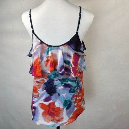 Calvin Klein Top Sz S  Multicolor Sleeveless Spaghetti Strap Ruffle Neckline