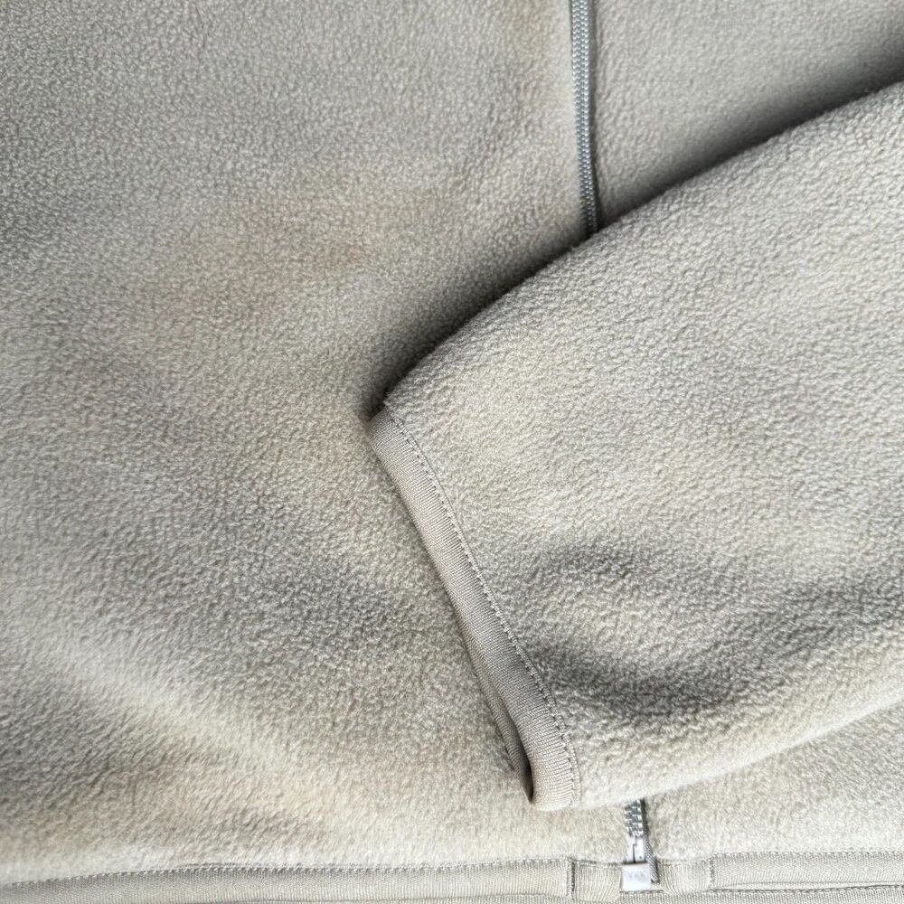 Uniqlo Jacket Men Sz L Beige Fleece Full Zip Casual Elastic Hem Long Sleeve