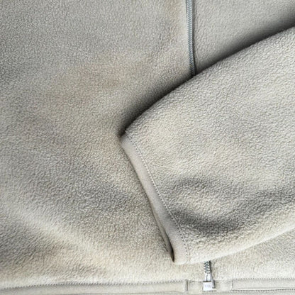 Uniqlo Jacket Men Sz L Beige Fleece Full Zip Casual Elastic Hem Long Sleeve