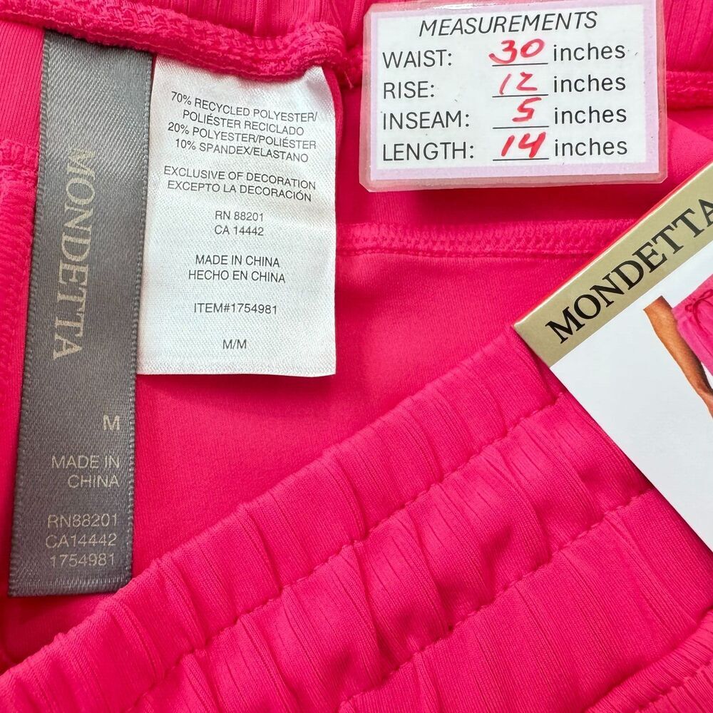 Pantalones cortos deportivos de mujer Mondetta, talla M, color sorbete de frambuesa, de tela scuba suave acanalada