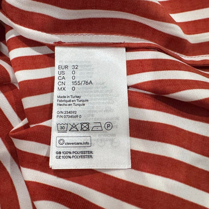 H&M Women’s Sz 0 Maroon White Striped Off Shoulder Short Sleeve Top