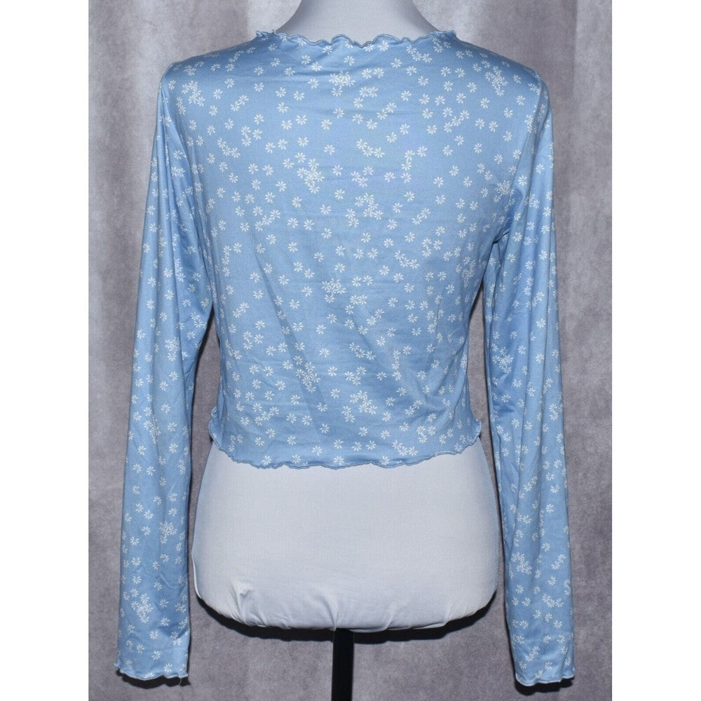 Shein Crop Top Long Sleeve Light Blue Size Medium US 6