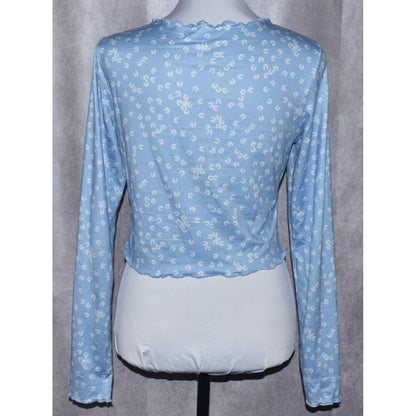 Shein Crop Top Long Sleeve Light Blue Size Medium US 6