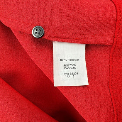 Madewell Ladies Top Sz S Red Crepe Crew Neck Short Sleeve Keyhole Back Pleat