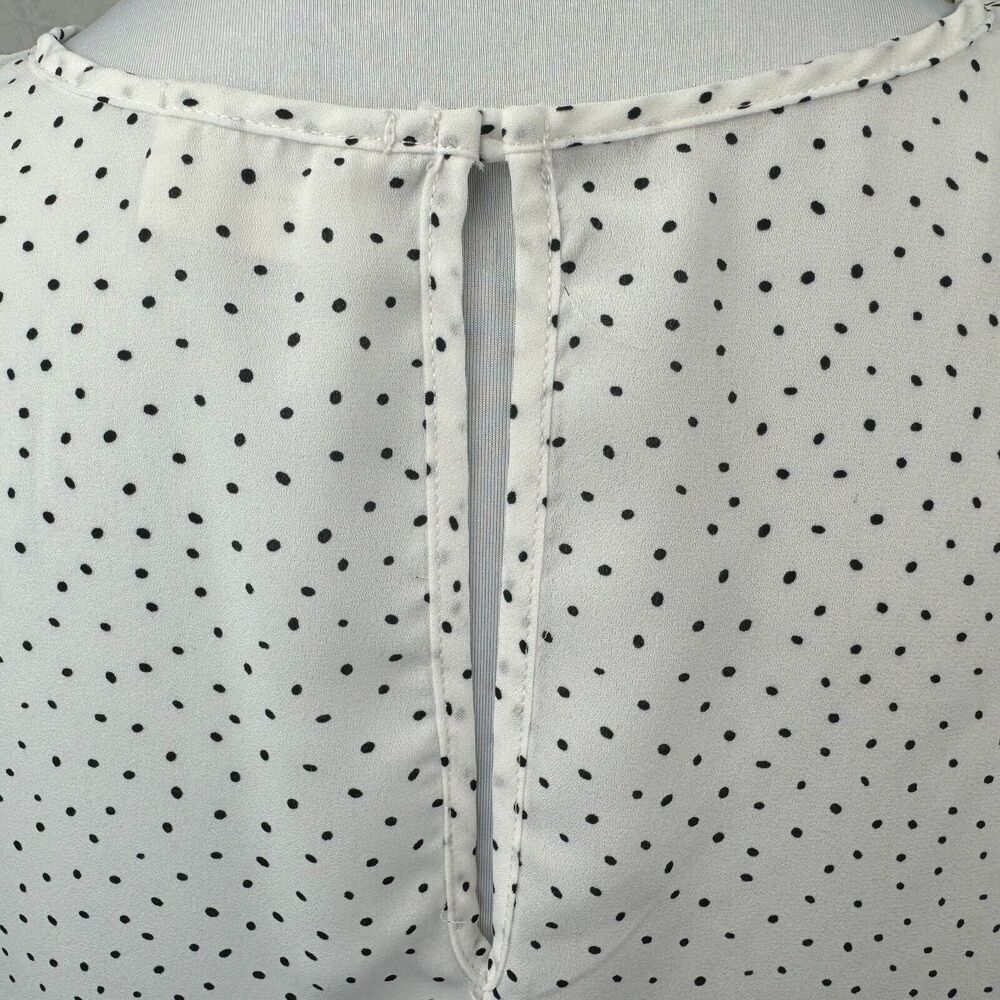 Sienna Sky Sz L Polka Dot Ruffle Hem Blouse Boat Neck 3/4 Flared Sleeve Career