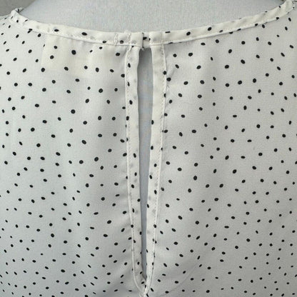 Sienna Sky Sz L Polka Dot Ruffle Hem Blouse Boat Neck 3/4 Flared Sleeve Career